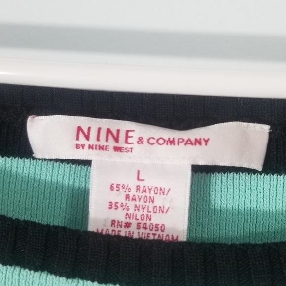 Nine & Company by Nine West Vibrant Colorblock Boat Neck Striped Sweater. Size L - Picture 4 of 5